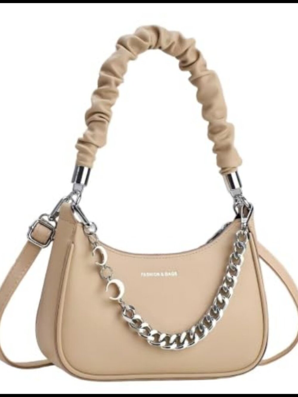 Women's Ruched Handle Shoulder Bag PU Leather Hobo Crossbody Purse